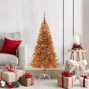vidaXL Julgran med 150 LED-lampor med stativ Guld 120 cm PET