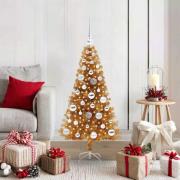 vidaXL Julgran med 150 LED-lampor med stativ Guld 120 cm PET