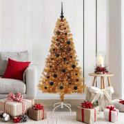 vidaXL Julgran med 150 LED-lampor med stativ Guld 150 cm PET