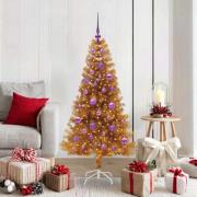 vidaXL Julgran med 150 LED-lampor med stativ Guld 150 cm PET