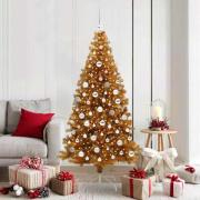 vidaXL Julgran med 300 LED-lampor med stativ Guld 180 cm PET