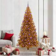 vidaXL Julgran med 300 LED-lampor med stativ Guld 210 cm PET