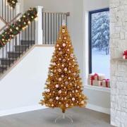 vidaXL Julgran med 300 LED-lampor med stativ Guld 240 cm PET