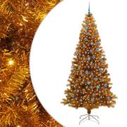 vidaXL Julgran med 300 LED-lampor med stativ Guld 240 cm PET