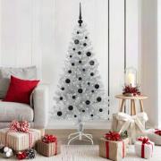 vidaXL Julgran med 150 LED-lampor med stativ Silver 150 cm PET