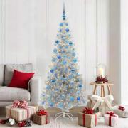 vidaXL Julgran med 300 LED-lampor med stativ Silver 180 cm PET