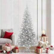 vidaXL Julgran med 300 LED-lampor med stativ Silver 210 cm PET
