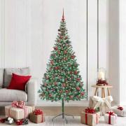 vidaXL Konstgjord julgran med 300 LED-lampor Grön 210 cm PVC och Stål