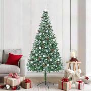 vidaXL Konstgjord julgran med 300 LED-lampor Grön 210 cm PVC och Stål
