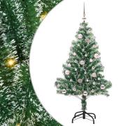 vidaXL Konstgjord Julgran Snöflockad med LED Ljus Grön och Vit 150 cm