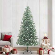 vidaXL Konstgjord Julgran Snöflockad med LED Ljus Grön och Vit 240 cm