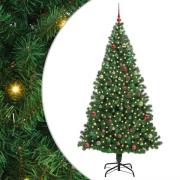 vidaXL Konstgjord julgran Grön 210 cm PVC och Stål och Plast