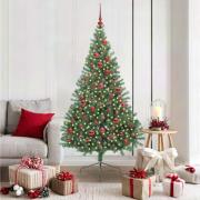 vidaXL Konstgjord Förbelyst Julgran med 300 LED-lampor Grön 180 cm PVC