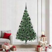 vidaXL Konstgjord Förbelyst Julgran med 300 LED-lampor Grön 210 cm PVC