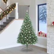 vidaXL Konstgjord Förbelyst Julgran med 300 LED-lampor Grön 240 cm PVC