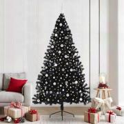 vidaXL Konstgjord Förbelyst Julgran Svart 240 cm PVC