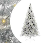 vidaXL Konstgjord Förbelyst Julgran Silver 240 cm PET