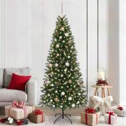 vidaXL Konstgjord julgran med 300 LED-lampor Grön 210 cm PE och PVC