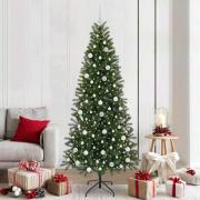 vidaXL Konstgjord julgran med 300 LED-lampor Grön 210 cm PE och PVC