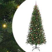 vidaXL Konstgjord julgran med 300 LED-lampor Grön 210 cm PE och PVC