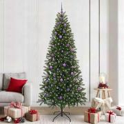 vidaXL Konstgjord julgran med 300 LED-lampor Grön 240 cm PE och PVC