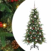 vidaXL Plast Hingad Julgran med 150 LED-lampor Grön 150 cm PE och PVC