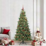 vidaXL Plast Hingad Julgran med 300 LED-lampor Grön 210 cm PE och PVC