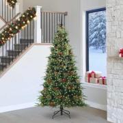 vidaXL Plast Hingad Julgran med 300 LED-lampor Grön 240 cm PE och PVC
