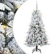 vidaXL Plast Hingad Julgran med 150 LED-lampor Grön 150 cm PE och PVC