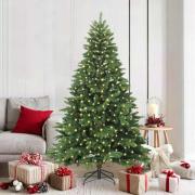 vidaXL Konstgjord julgran med 300 LED-lampor Grön 180 cm PE och PVC