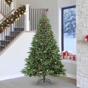 vidaXL Konstgjord julgran med 300 LED-lampor Grön 240 cm PE och PVC