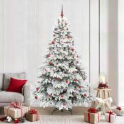 vidaXL Konstgjord julgran med 300 LED-lampor Grön 210 cm PE och PVC