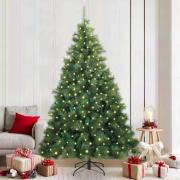 vidaXL Konstgjord julgran med 300 LED-lampor Grön 210 cm PE och PVC