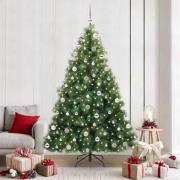 vidaXL Konstgjord julgran med 300 LED-lampor Grön 210 cm PE och PVC