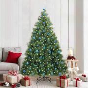vidaXL Konstgjord julgran med 300 LED-lampor Grön 210 cm PE och PVC