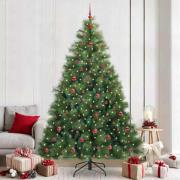 vidaXL Konstgjord julgran med 300 LED-lampor Grön 240 cm PE och PVC