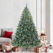 vidaXL Konstgjord julgran med 300 LED-lampor Grön 210 cm PE och PVC