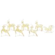 vidaXL LED Renar med 40 LED-lampor 7 pcs Guld PET