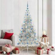 vidaXL Konstgjord Förbelyst Julgran Silver 210 cm PET