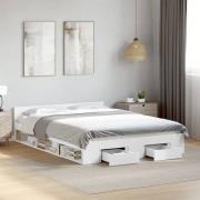 vidaXL Sängram med lådor vit 120x200 cm konstruerat trä