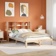vidaXL Säng med bokhylla utan madrass 150x200cm massiv furu