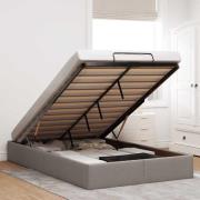 vidaXL Ottoman sängram utan madrass taupe 120x200 cm tyg