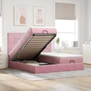 vidaXL Ottoman sängram med madrasser rosa 160x200 cm sammet