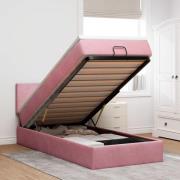 vidaXL Ottoman sängram med madrass rosa 80x200 cm sammet