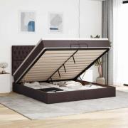 vidaXL Ottoman sängram med madrasser mörkbrun 200x200 cm tyg