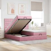 vidaXL Ottoman sängram med madrasser rosa 160x200 cm sammet
