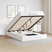 vidaXL Ottoman sängram med madrass vit 140x190 cm konstläder