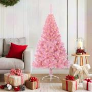 vidaXL Konstgjord förbelyst julgran med 150 LED-lampor Rosa 150 cm PVC