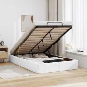 vidaXL Ottoman sängram utan madrass vit 120x200 cm konstläder