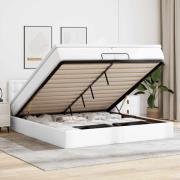 vidaXL Ottoman sängram med madrass vit 200x200 cm konstläder